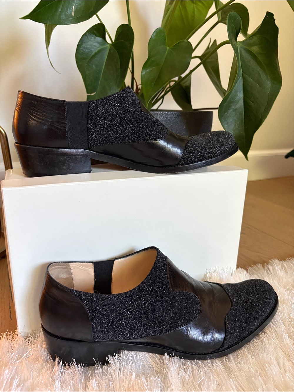 Crystal suede oxford loafers